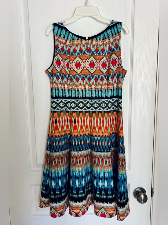Gabby Skye Dresses & Skirts - Gabby Skye Multicolor Boho Aztec Print Sleeveless Swing Dress - Turquoise, Coral